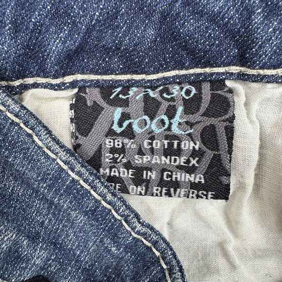 Royal Blue Jeans Women’s Size 13/30 Bootcut Low Rise Blue Denim Y2K Embroidered - Picture 4 of 11